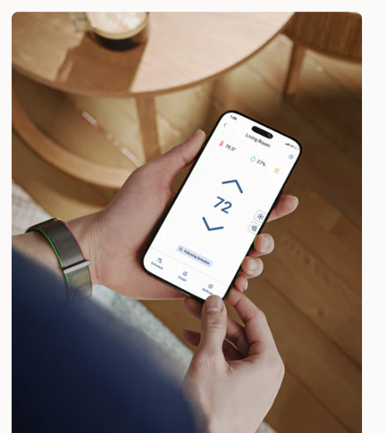 Adjust temperatures from work, vacation, or the next room using the Mysa app.