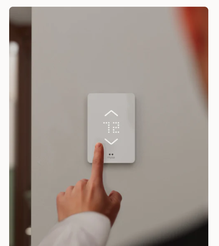 Mysa displays the room temperature, and the touch buttons allow you to adjust it.